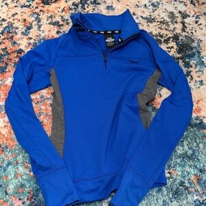 PINK Victoria's Secret Royal Blue Half-Zip Pullover with Gray Panels